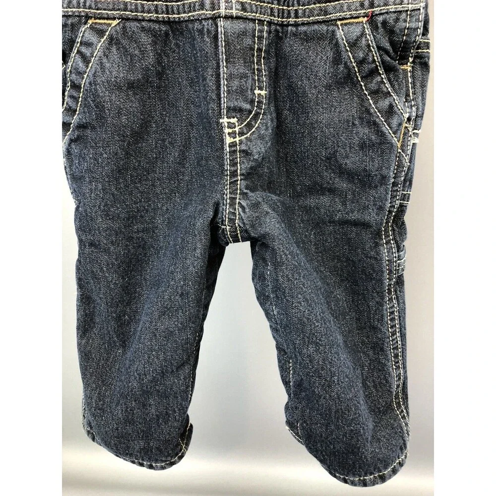 Boys 6 Months Denim Winter Bibs Oshkosh B'gosh Overalls Fleece Lined